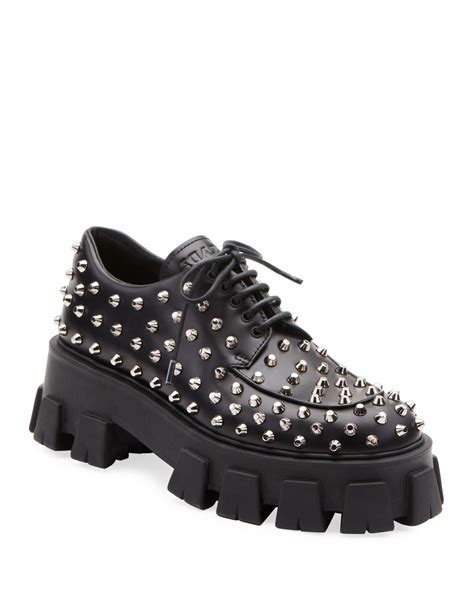 prada studded derby shoes|prada derby shoes women's.